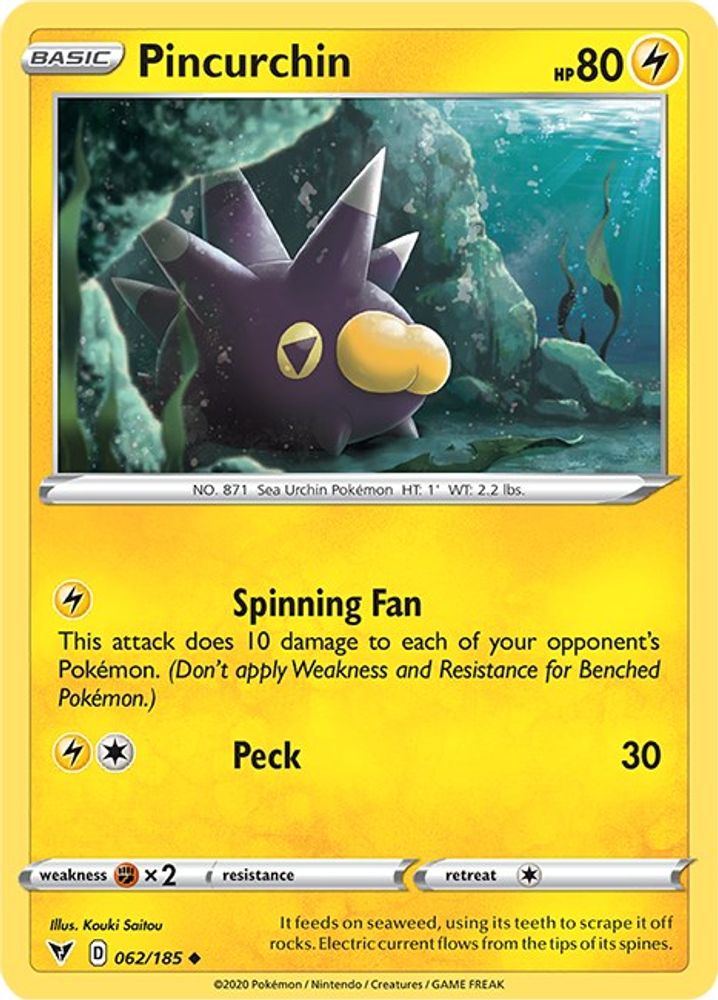 Pincurchin 062 - Reverse Holofoil SWSH04 Vivid Voltage - Uncommon