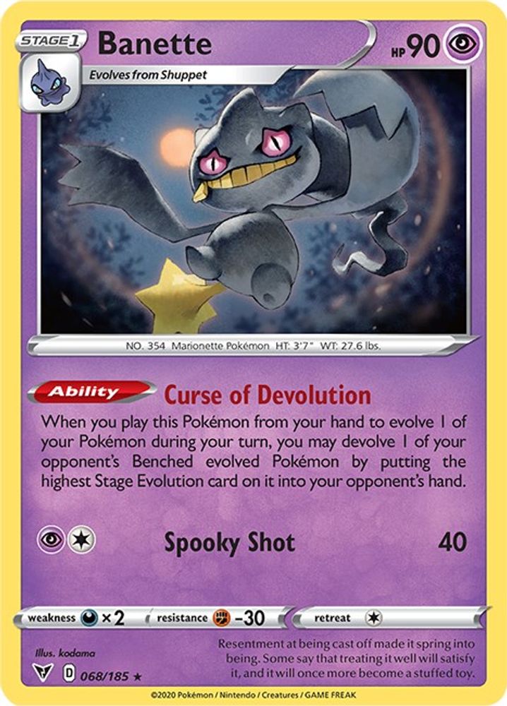 Banette 068 - Reverse Holofoil SWSH04 Vivid Voltage - Rare