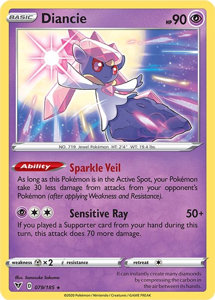 Diancie 079 - Reverse Holofoil SWSH04 Vivid Voltage - Holo Rare
