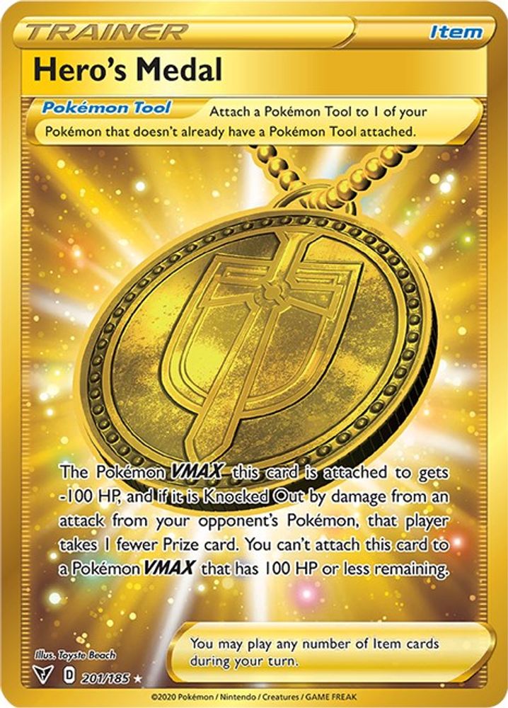 Hero's Medal (Secret) 201 - Holofoil SWSH04 Vivid Voltage - Secret Rare