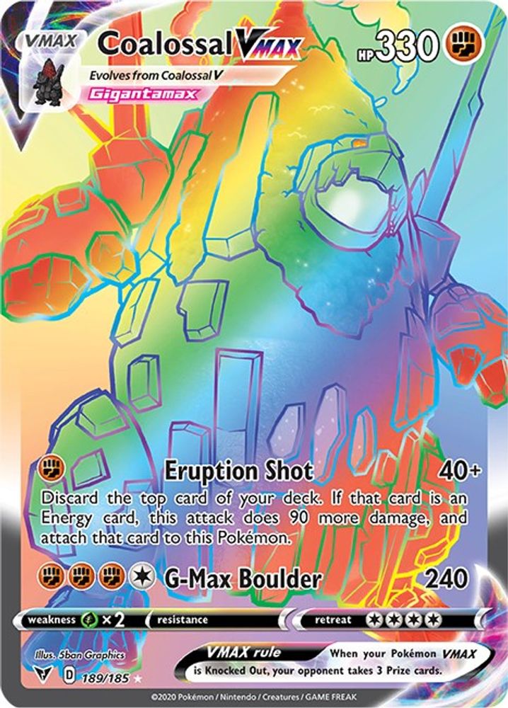 Coalossal VMAX (Secret) 189 - Holofoil SWSH04 Vivid Voltage - Secret Rare