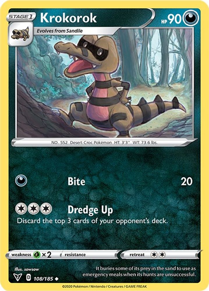 Krokorok 108 - Reverse Holofoil SWSH04 Vivid Voltage - Uncommon