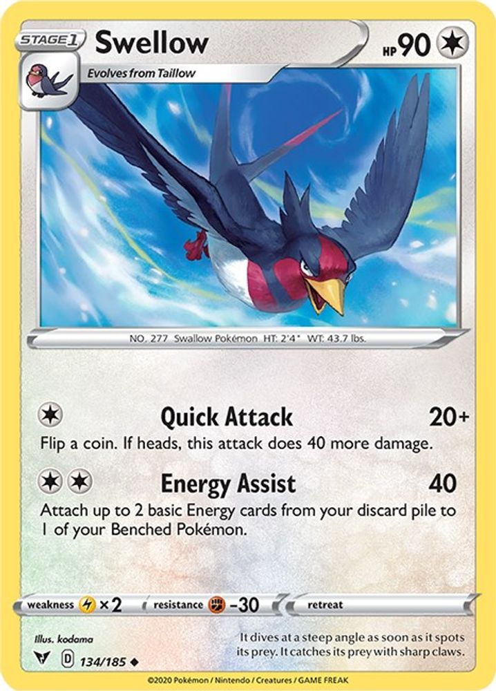 Swellow 134 SWSH04 Vivid Voltage - Uncommon
