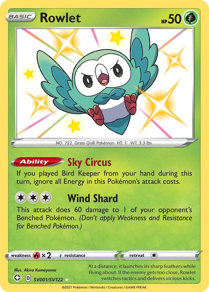 Rowlet SV001 - Holofoil Shining Fates Shiny Vault - Shiny Holo Rare