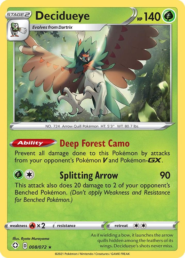 Decidueye 008 - Holofoil Shining Fates - Holo Rare