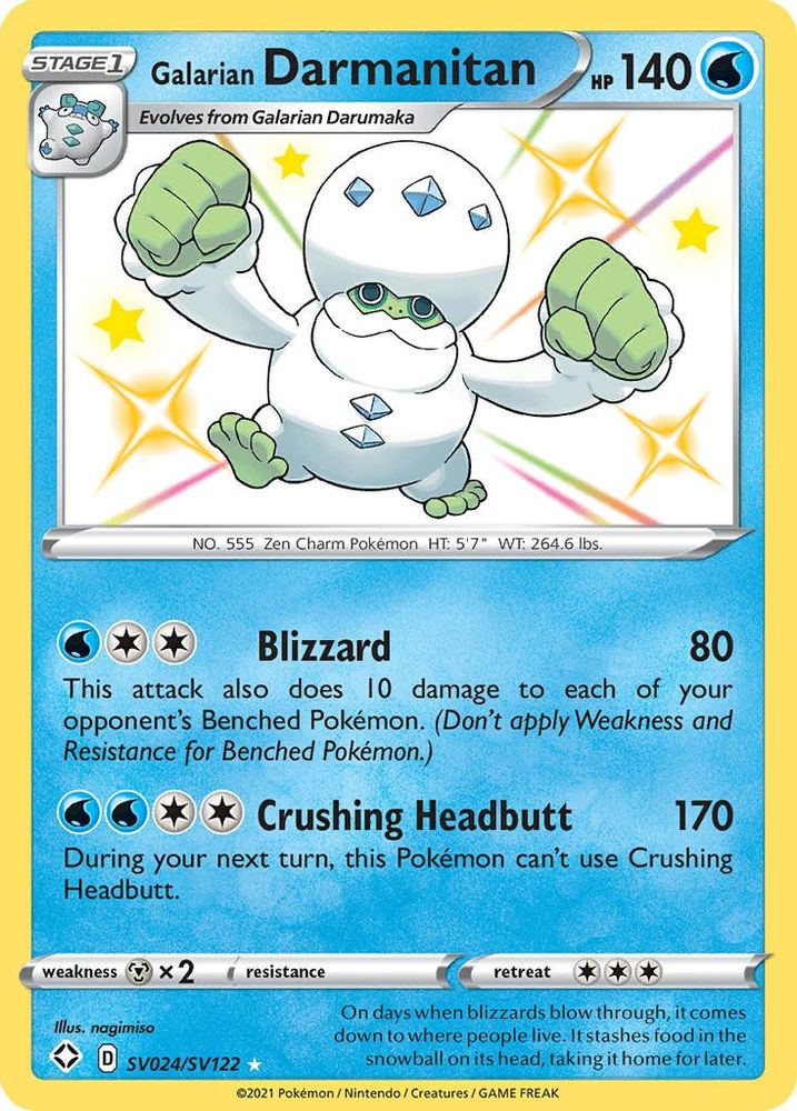 Galarian Darmanitan SV024 - Holofoil Shining Fates Shiny Vault - Shiny Holo Rare