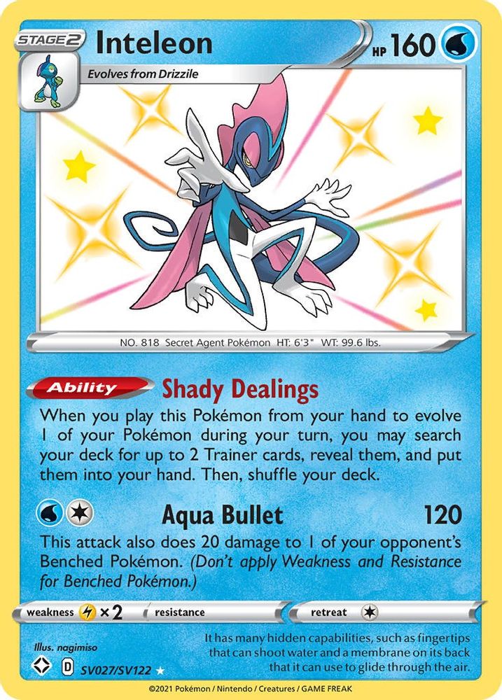 Inteleon SV027 - Holofoil Shining Fates Shiny Vault - Shiny Holo Rare