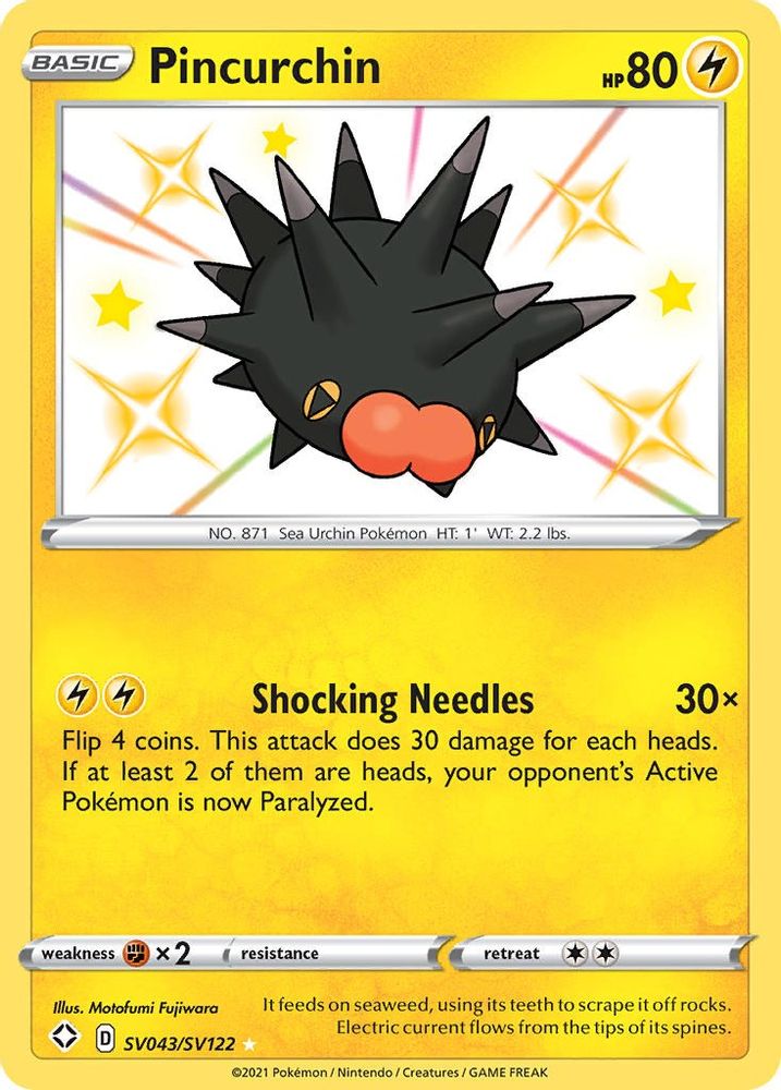 Pincurchin SV043 - Holofoil Shining Fates Shiny Vault - Shiny Holo Rare