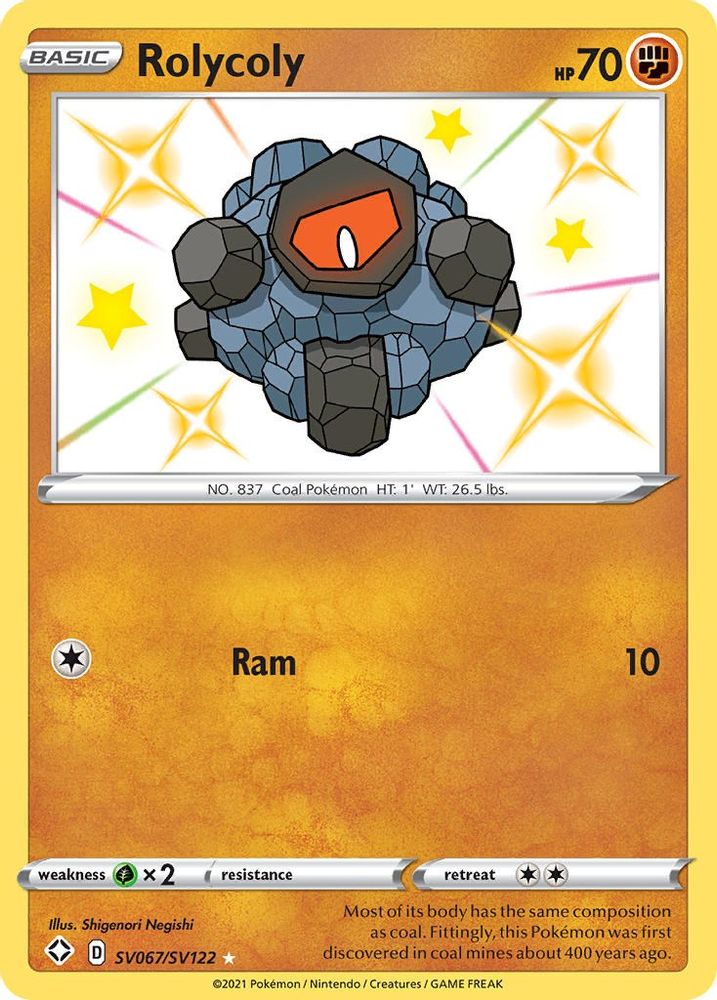 Rolycoly SV067 - Holofoil Shining Fates Shiny Vault - Shiny Holo Rare