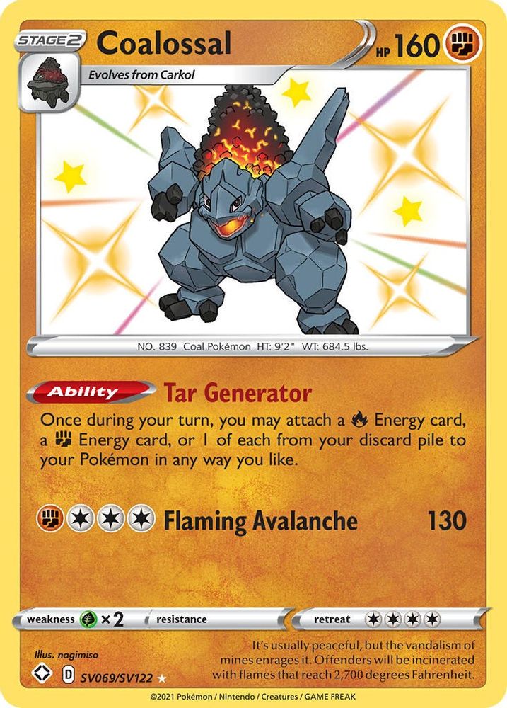 Coalossal SV069 - Holofoil Shining Fates Shiny Vault - Shiny Holo Rare