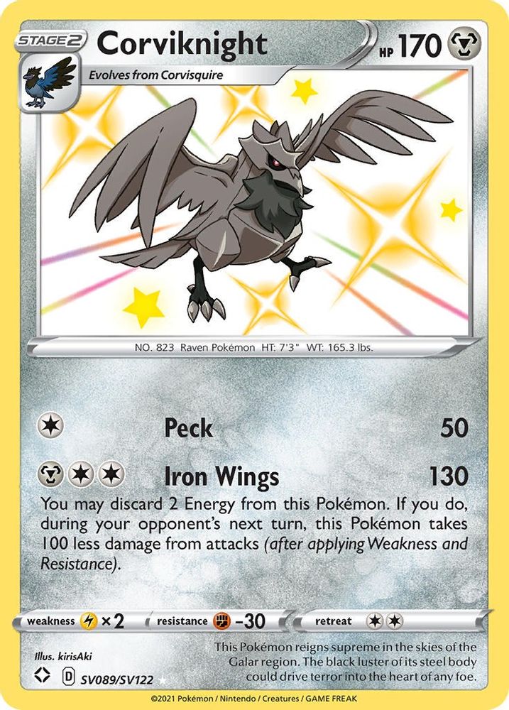 Corviknight SV089 - Holofoil Shining Fates Shiny Vault - Shiny Holo Rare