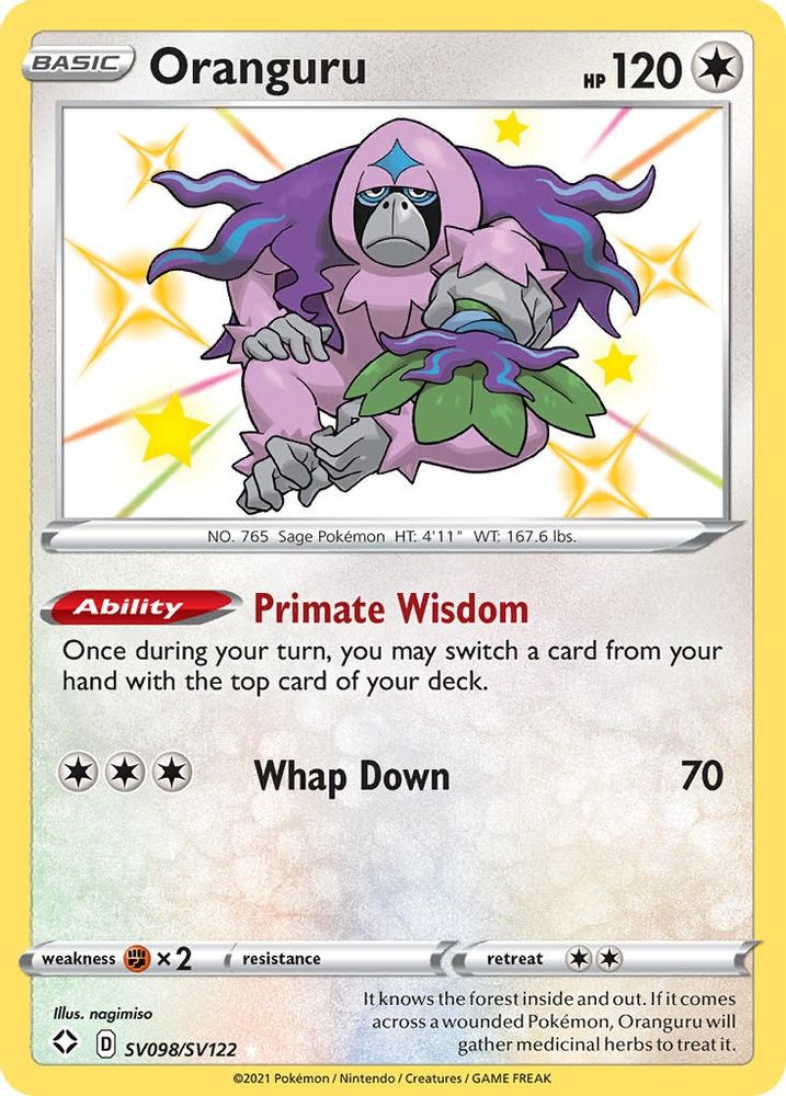Oranguru SV098 - Holofoil Shining Fates Shiny Vault - Shiny Holo Rare