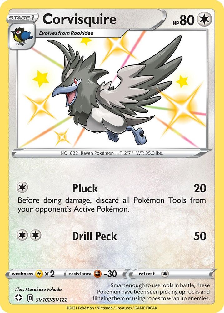 Corvisquire SV102 - Holofoil Shining Fates Shiny Vault - Shiny Holo Rare