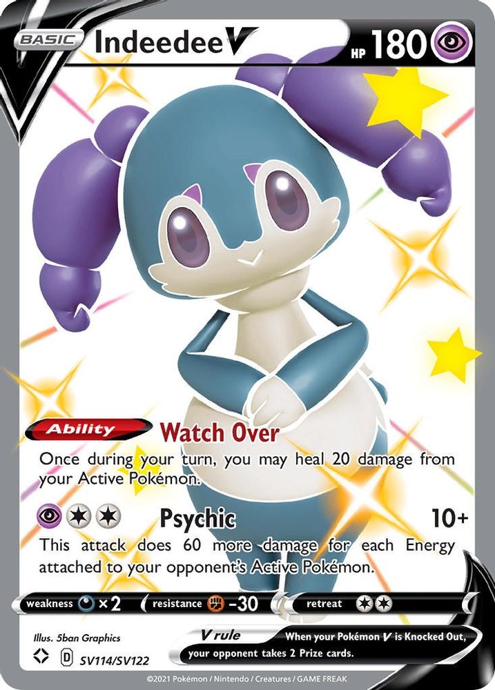 Indeedee V SV114 - Holofoil Shining Fates Shiny Vault - Shiny Holo Rare
