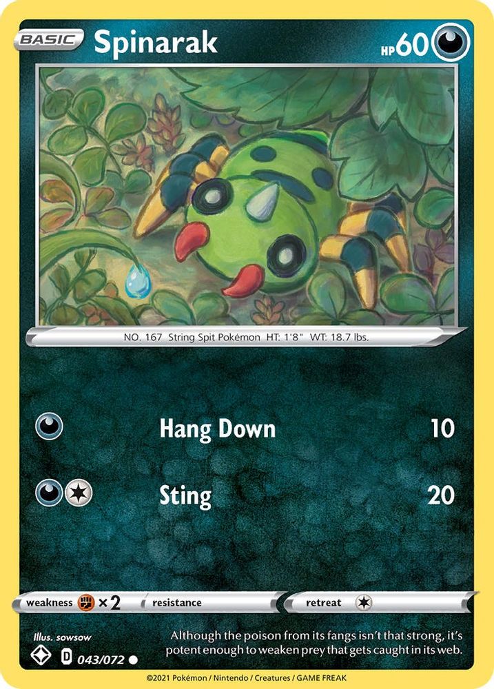 Spinarak 043 - Reverse Holofoil Shining Fates - Common