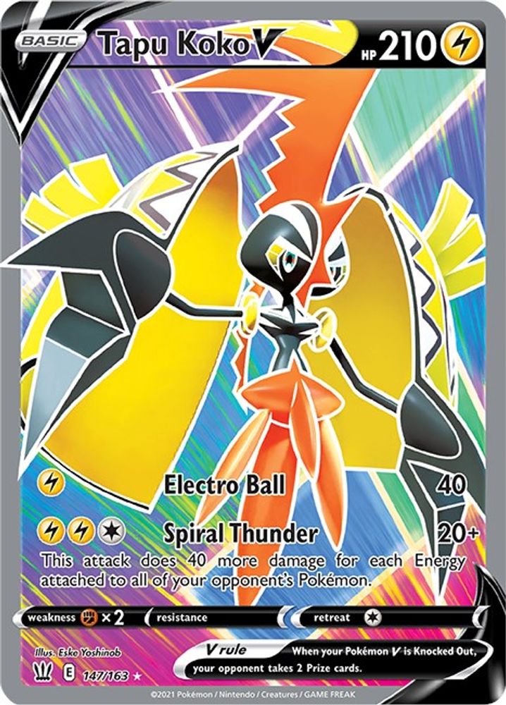 Tapu Koko V (Full Art) 147 - Holofoil SWSH05 Battle Styles - Ultra Rare