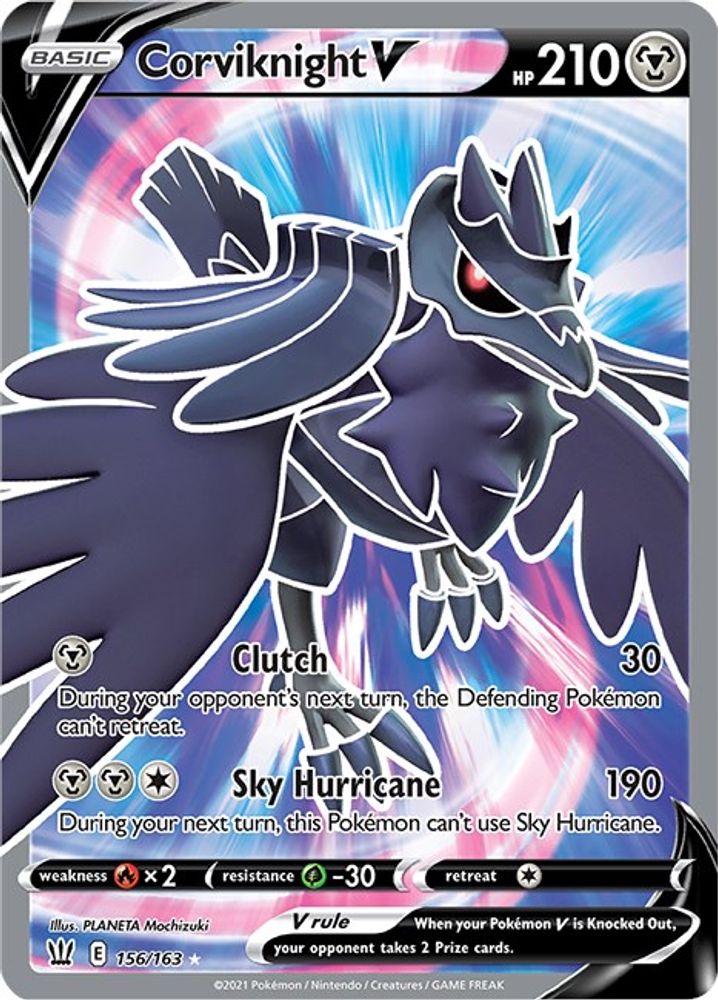Corviknight V (Full Art) 156 - Holofoil SWSH05 Battle Styles - Ultra Rare