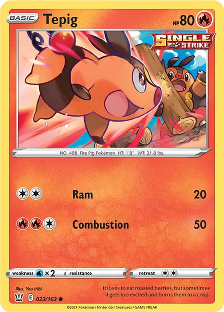 Tepig 023 - Reverse Holofoil SWSH05 Battle Styles - Common