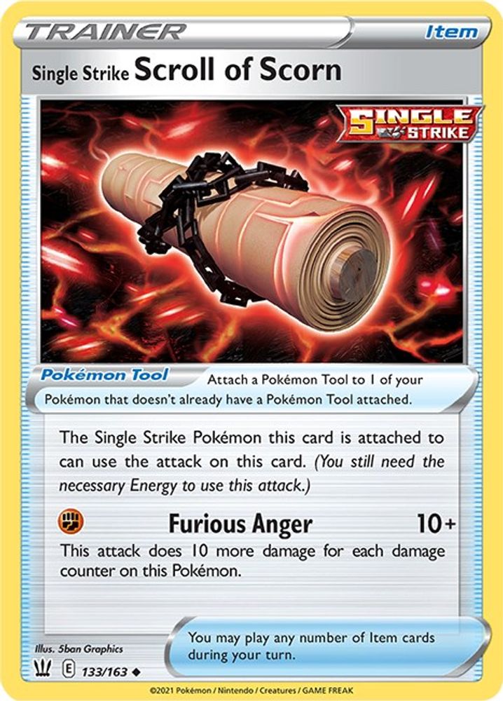 Single Strike Scroll of Scorn 133 - Reverse Holofoil SWSH05 Battle Styles - Uncommon