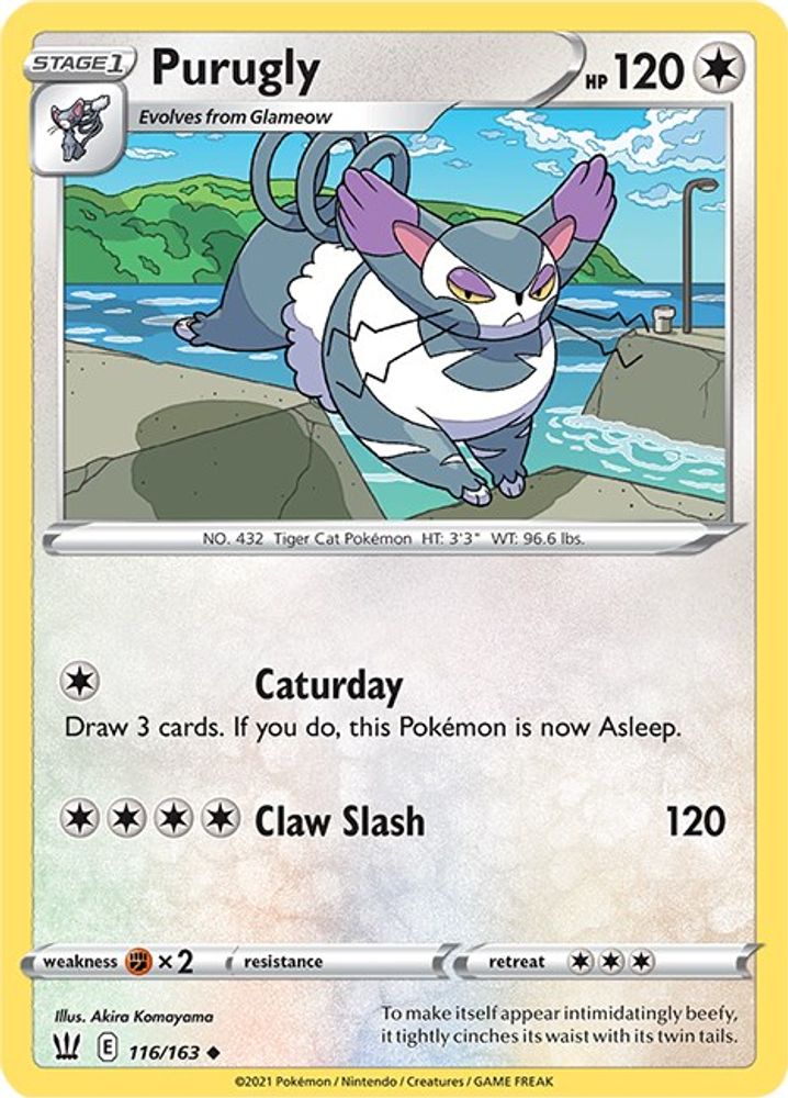 Purugly 116 - Reverse Holofoil SWSH05 Battle Styles - Uncommon