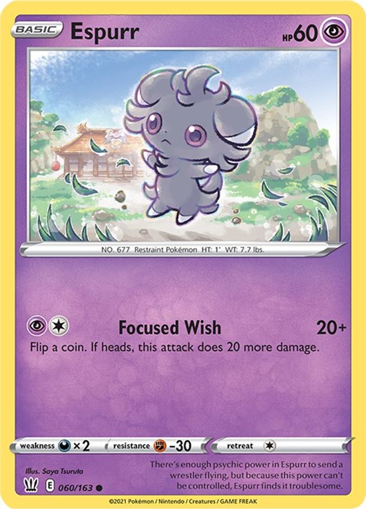Espurr 060 - Reverse Holofoil SWSH05 Battle Styles - Common