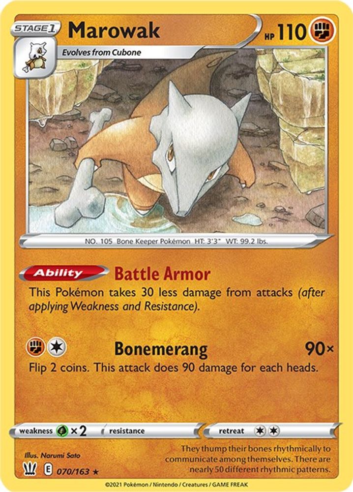 Marowak 070 - Reverse Holofoil SWSH05 Battle Styles - Rare