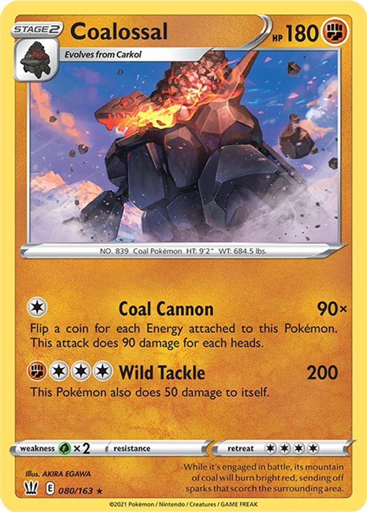 Coalossal 080 - Holofoil SWSH05 Battle Styles - Holo Rare