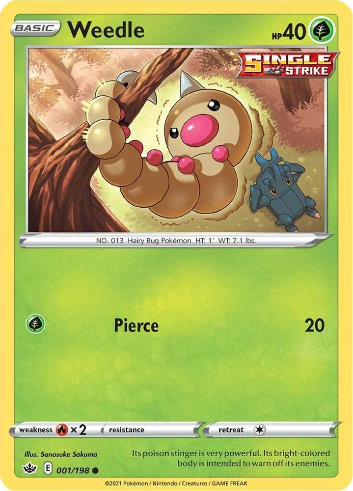 Weedle 001 - Reverse Holofoil SWSH06 Chilling Reign - Common