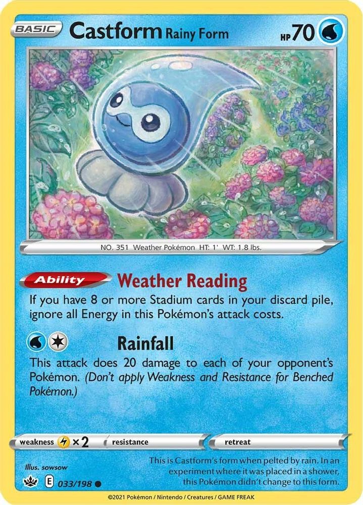 Castform Rainy Form 033 - Reverse Holofoil SWSH06 Chilling Reign - Common