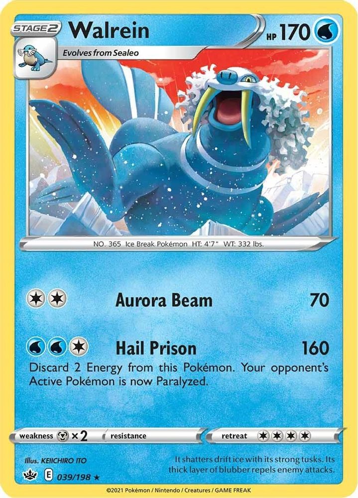 Walrein 039 - Reverse Holofoil SWSH06 Chilling Reign - Rare
