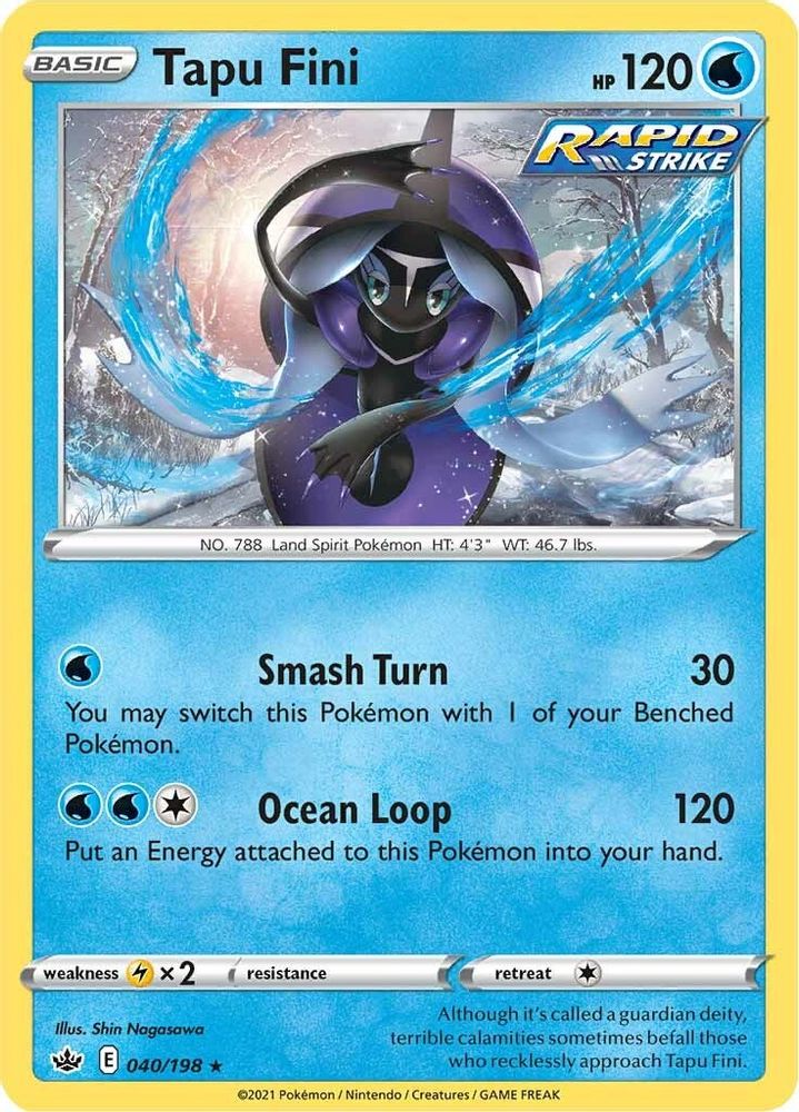 Tapu Fini 040 - Reverse Holofoil SWSH06 Chilling Reign - Holo Rare