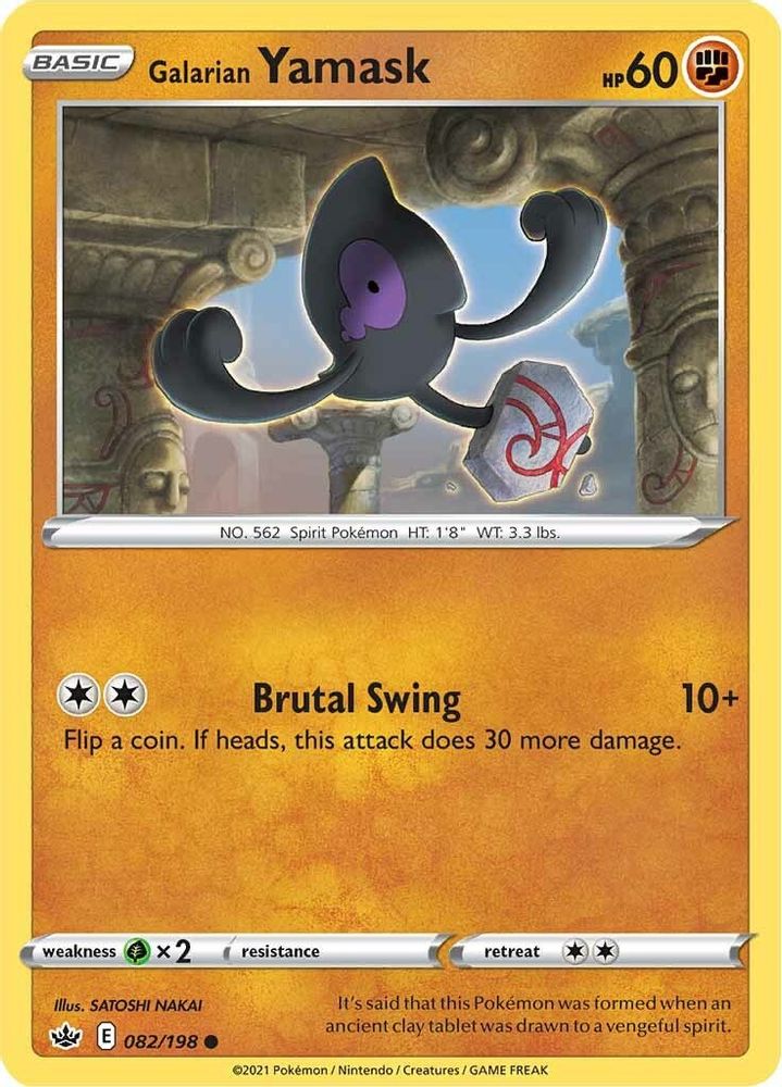 Galarian Yamask 082 - Reverse Holofoil SWSH06 Chilling Reign - Common