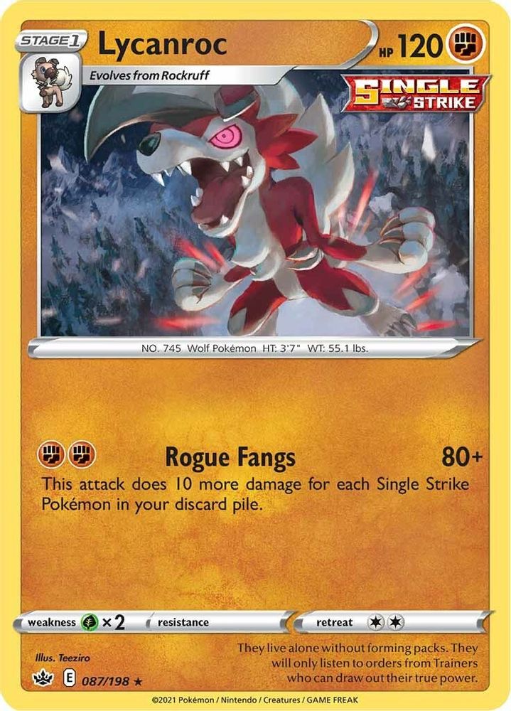 Lycanroc 087 - Reverse Holofoil SWSH06 Chilling Reign - Holo Rare
