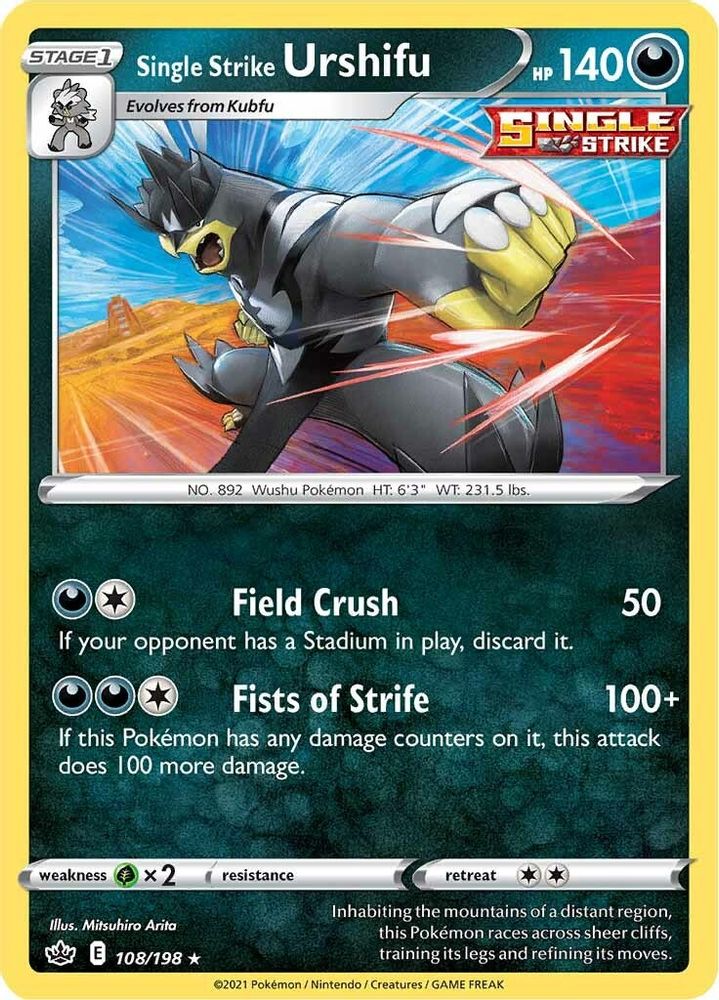 Single Strike Urshifu 108 - Reverse Holofoil SWSH06 Chilling Reign - Holo Rare