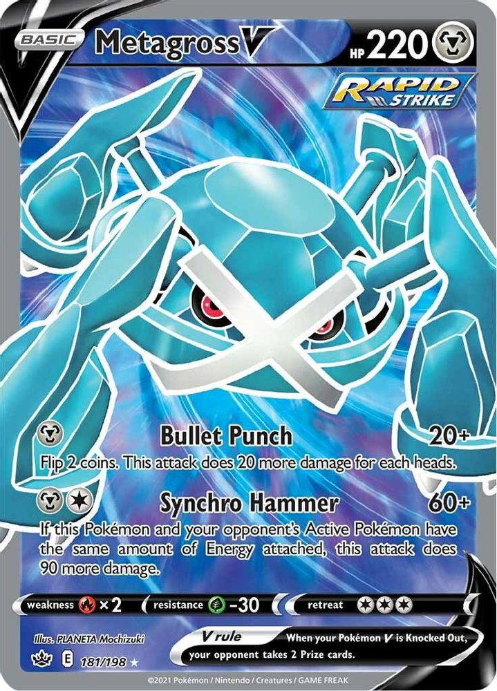 Metagross V (Full Art) 181 - Holofoil SWSH06 Chilling Reign - Ultra Rare