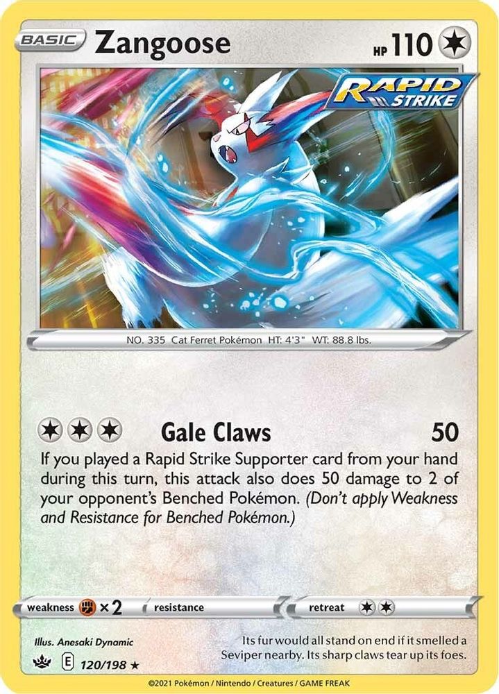 Zangoose 120 - Reverse Holofoil SWSH06 Chilling Reign - Rare