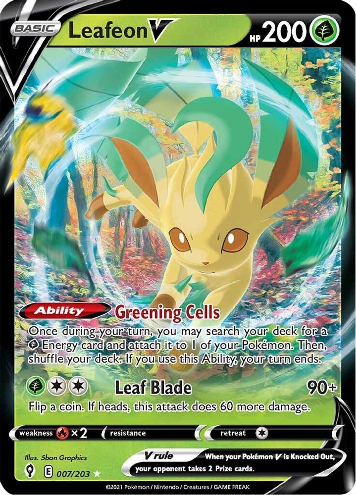 Leafeon V 007 - Holofoil SWSH07 Evolving Skies - Ultra Rare