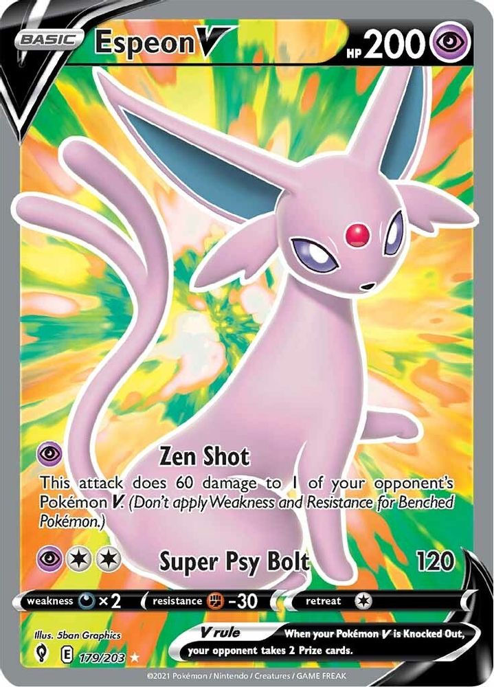 Espeon V (Full Art) 179 - Holofoil SWSH07 Evolving Skies - Ultra Rare