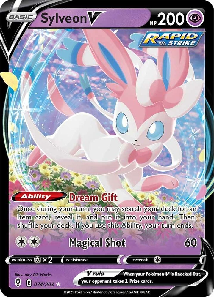 Sylveon V 074 - Holofoil SWSH07 Evolving Skies - Ultra Rare