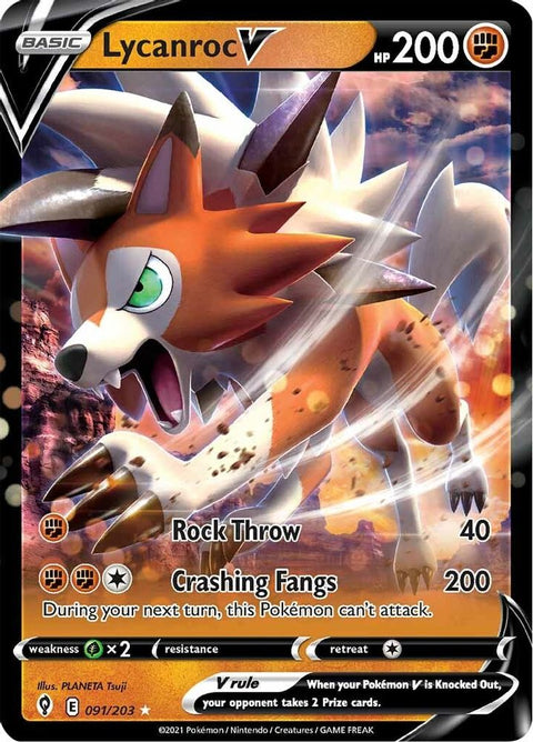 Lycanroc V 091 - Holofoil SWSH07 Evolving Skies - Ultra Rare