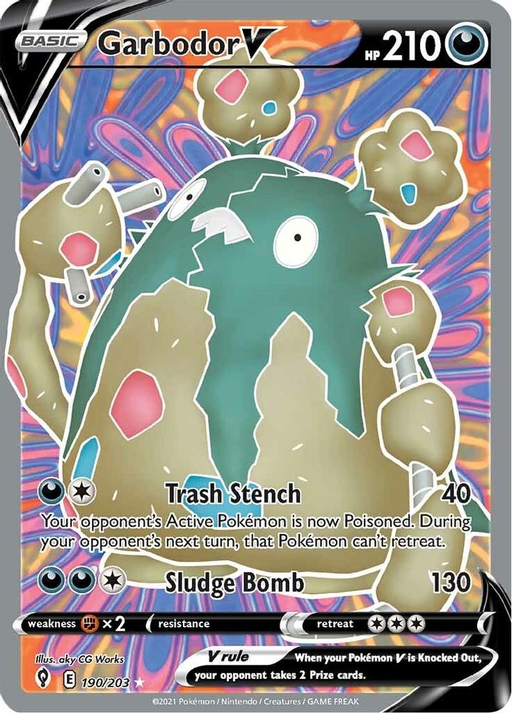Garbodor V (Full Art) 190 - Holofoil SWSH07 Evolving Skies - Ultra Rare