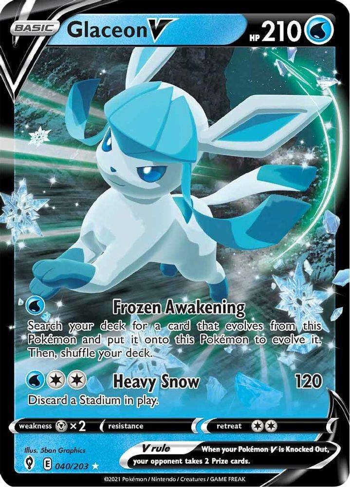 Glaceon V 040 - Holofoil SWSH07 Evolving Skies - Ultra Rare