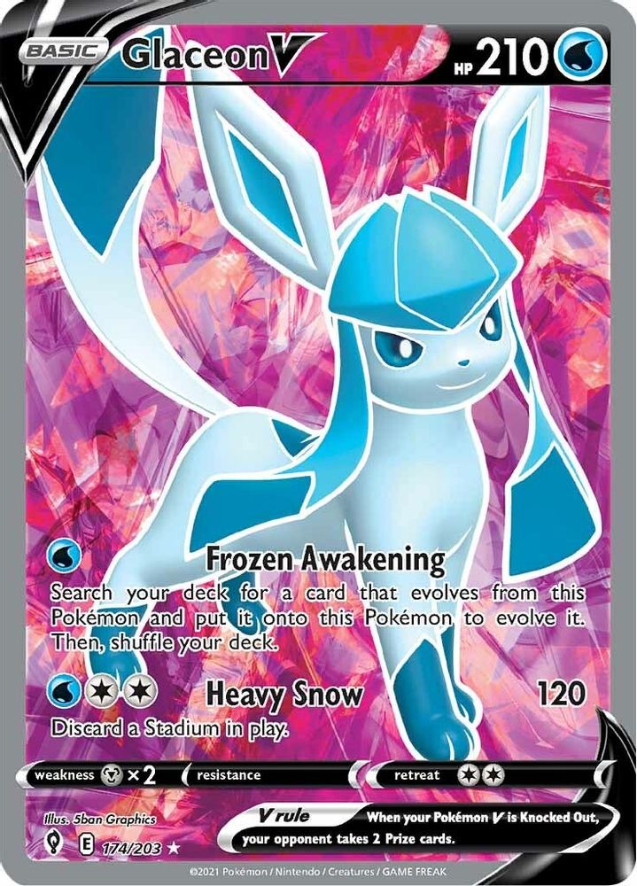 Glaceon V (Full Art) 174 - Holofoil SWSH07 Evolving Skies - Ultra Rare