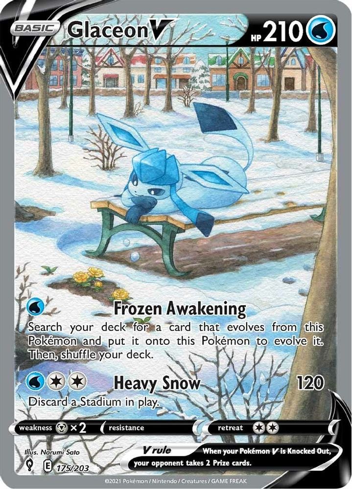 Glaceon V (Alternate Full Art) 175 - Holofoil SWSH07 Evolving Skies - Ultra Rare