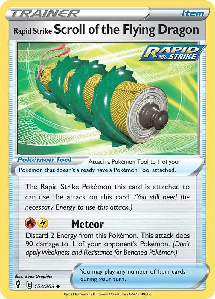 Rapid Strike Scroll of the Flying Dragon 153 - Reverse Holofoil SWSH07 Evolving Skies - Uncommon