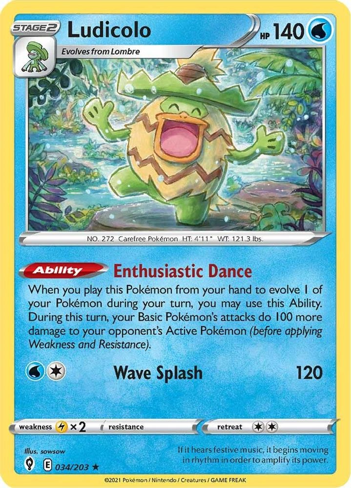 Ludicolo 034 - Reverse Holofoil SWSH07 Evolving Skies - Holo Rare