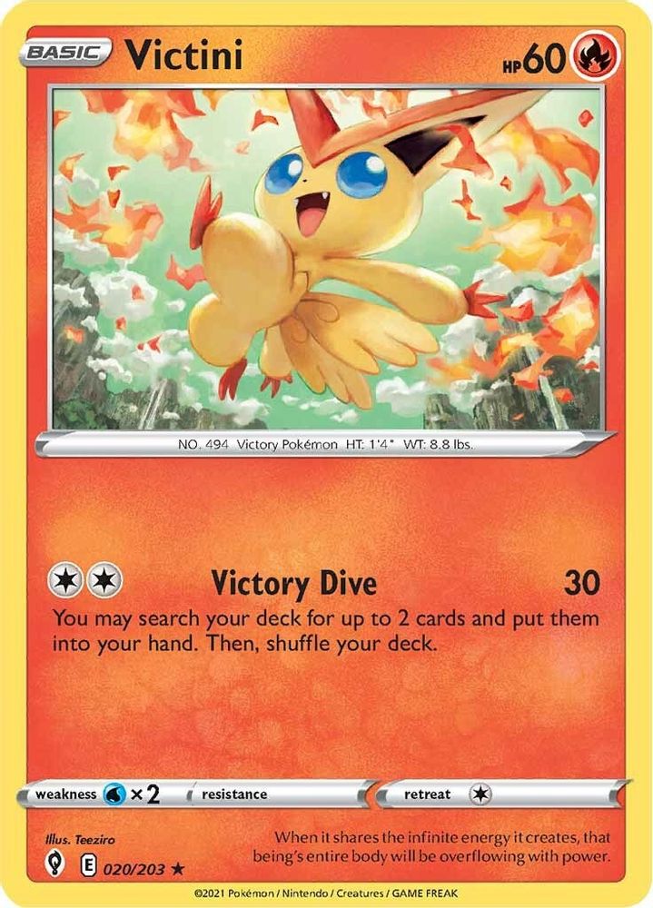 Victini 020 - Holofoil SWSH07 Evolving Skies - Holo Rare