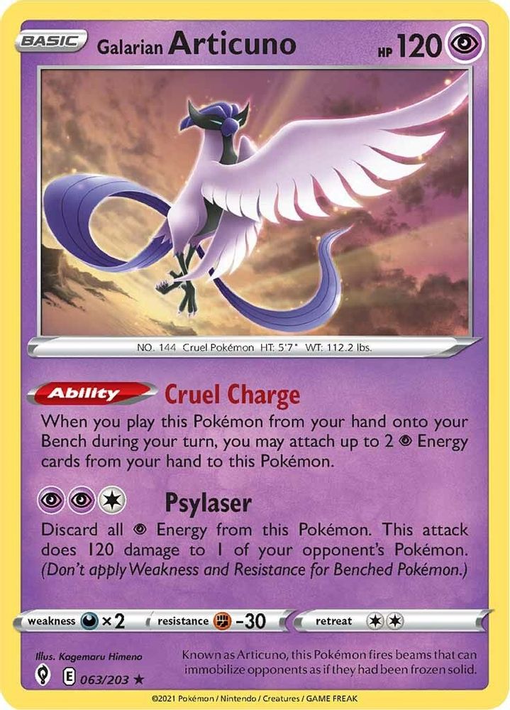 Galarian Articuno 063 - Reverse Holofoil SWSH07 Evolving Skies - Holo Rare