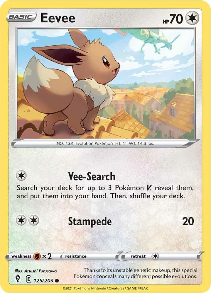 Eevee 125 - Reverse Holofoil SWSH07 Evolving Skies - Common