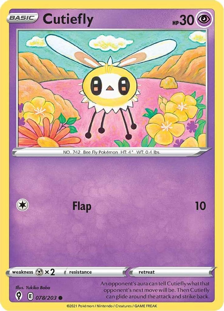 Cutiefly 078 - Reverse Holofoil SWSH07 Evolving Skies - Common